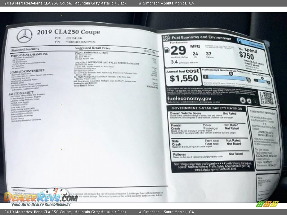 2019 Mercedes-Benz CLA 250 Coupe Mountain Grey Metallic / Black Photo #11