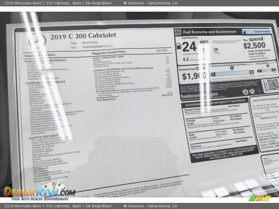 2019 Mercedes-Benz C 300 Cabriolet Black / Silk Beige/Black Photo #10