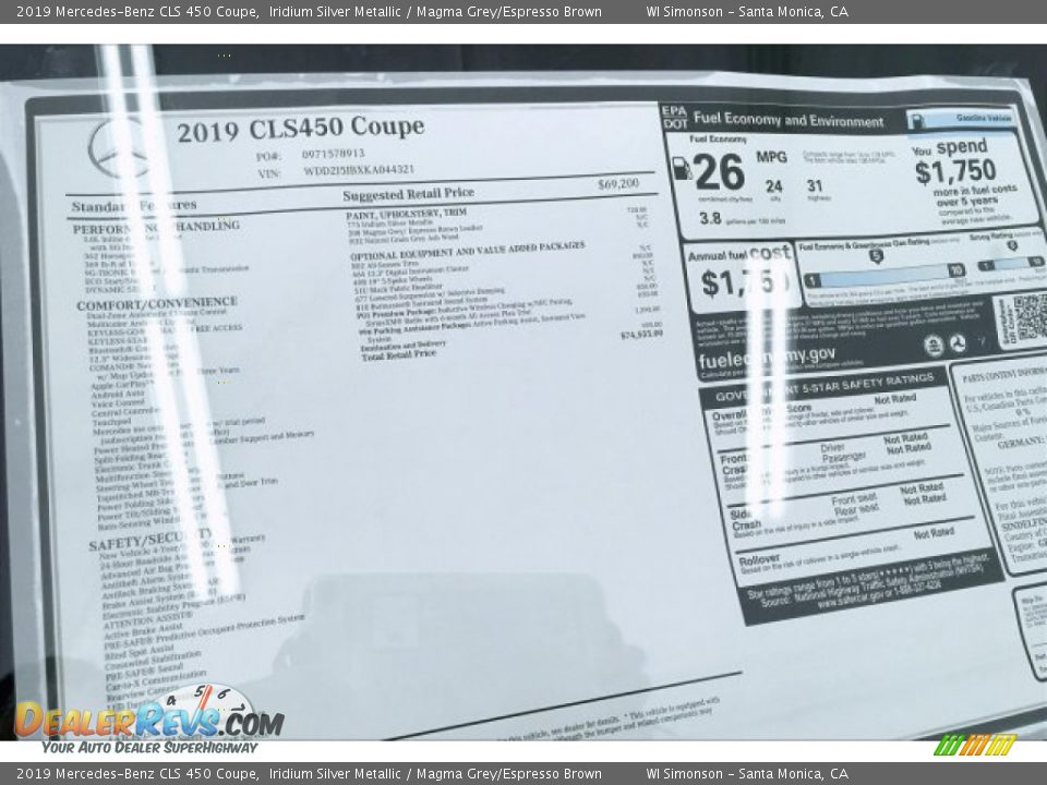 2019 Mercedes-Benz CLS 450 Coupe Iridium Silver Metallic / Magma Grey/Espresso Brown Photo #10