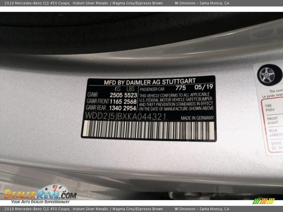 2019 Mercedes-Benz CLS 450 Coupe Iridium Silver Metallic / Magma Grey/Espresso Brown Photo #11