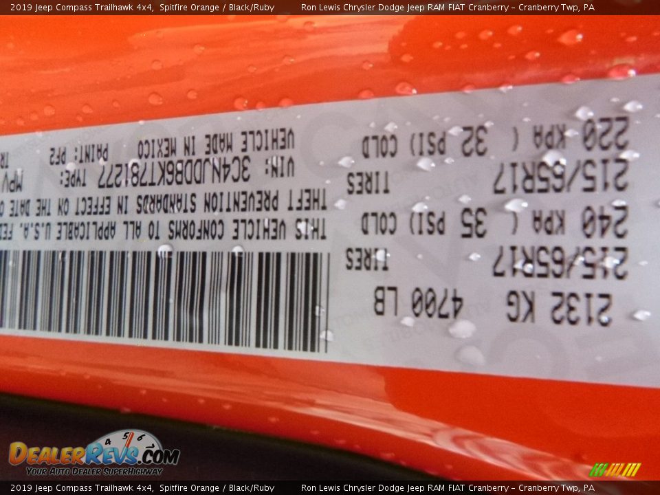 2019 Jeep Compass Trailhawk 4x4 Spitfire Orange / Black/Ruby Photo #11