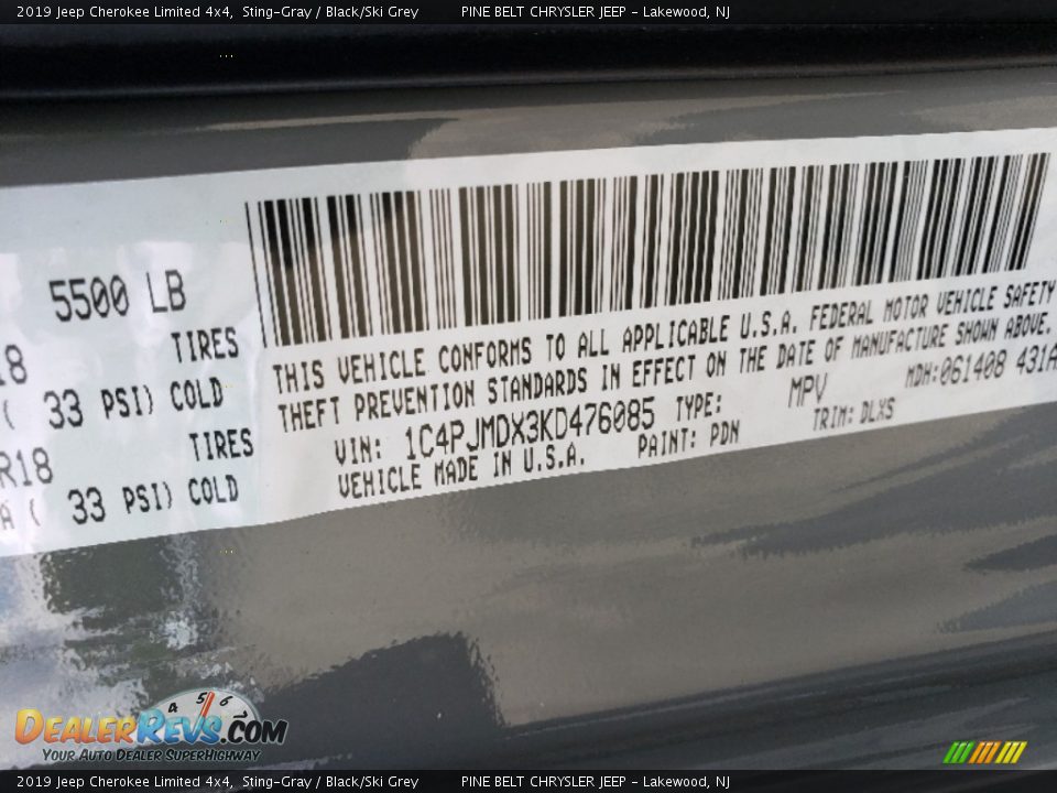 2019 Jeep Cherokee Limited 4x4 Sting-Gray / Black/Ski Grey Photo #9