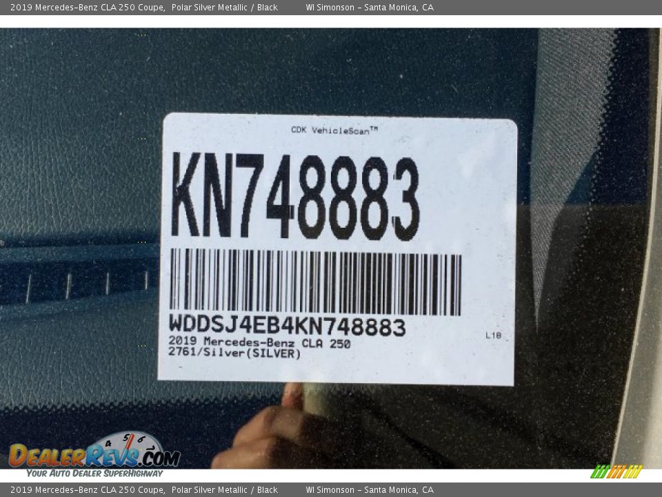 2019 Mercedes-Benz CLA 250 Coupe Polar Silver Metallic / Black Photo #11