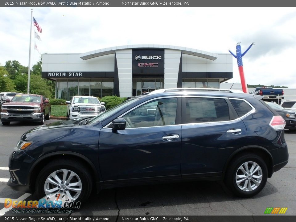 2015 Nissan Rogue SV AWD Arctic Blue Metallic / Almond Photo #1