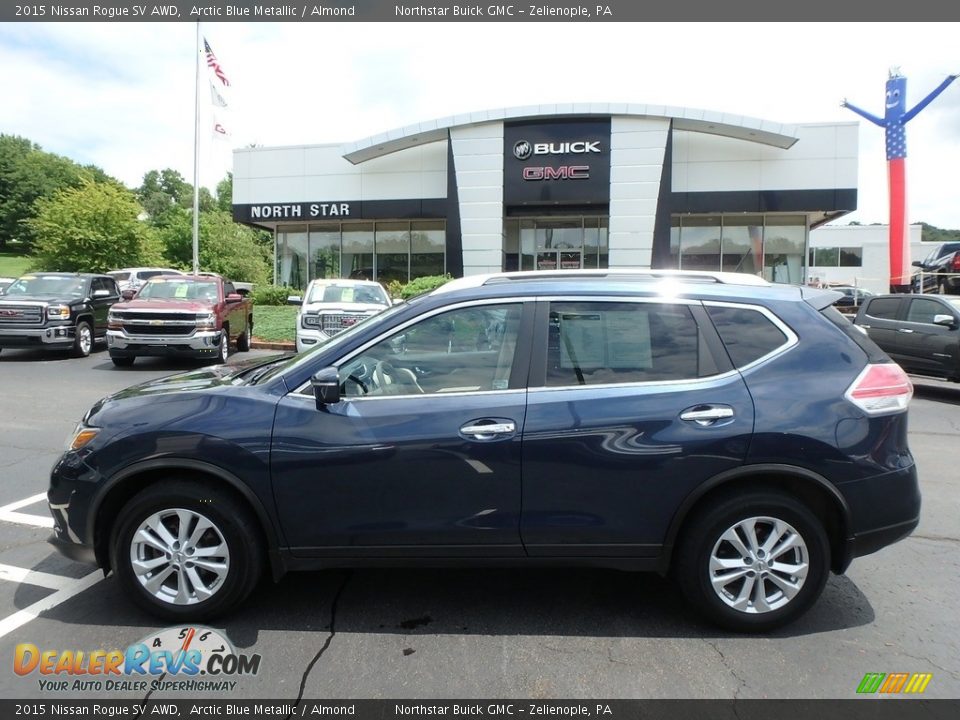 2015 Nissan Rogue SV AWD Arctic Blue Metallic / Almond Photo #13