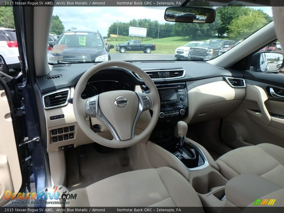 2015 Nissan Rogue SV AWD Arctic Blue Metallic / Almond Photo #17