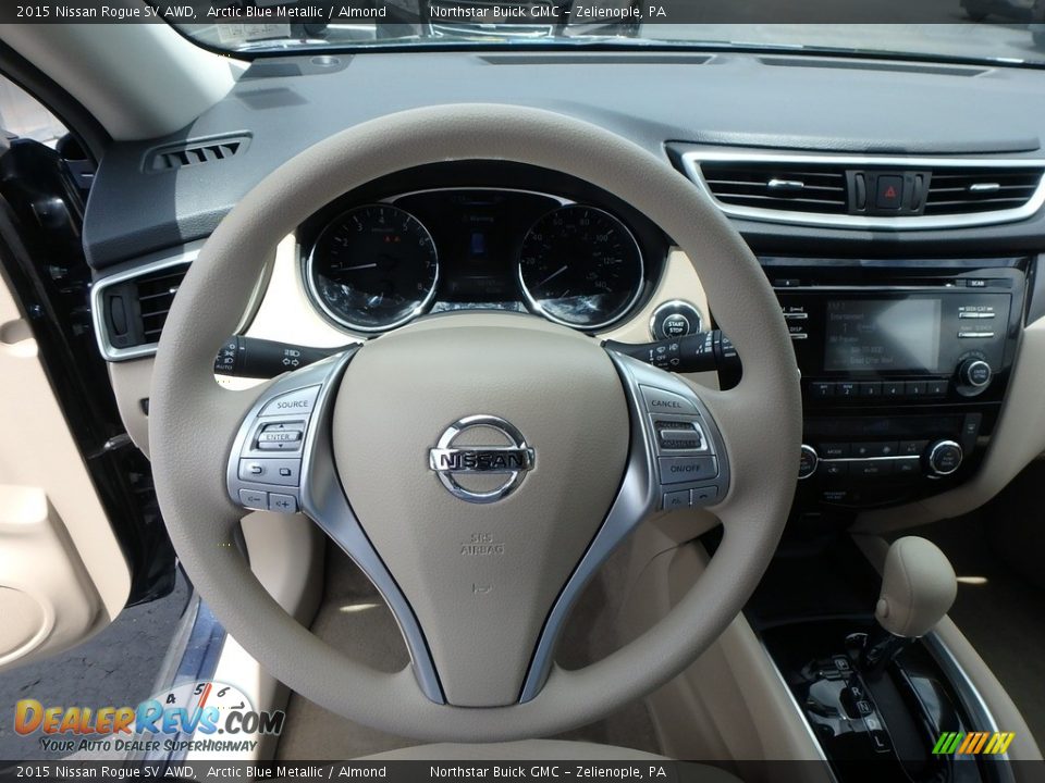 2015 Nissan Rogue SV AWD Arctic Blue Metallic / Almond Photo #23