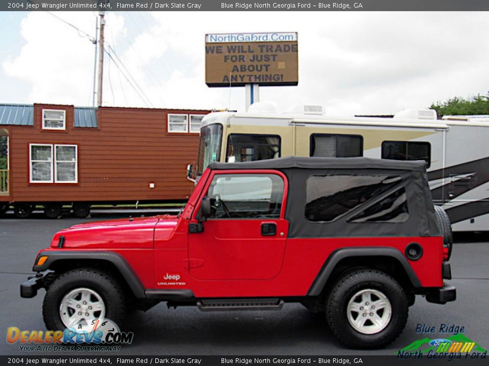 2004 Jeep Wrangler Unlimited 4x4 Flame Red / Dark Slate Gray Photo #2