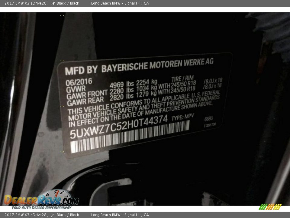 2017 BMW X3 sDrive28i Jet Black / Black Photo #19