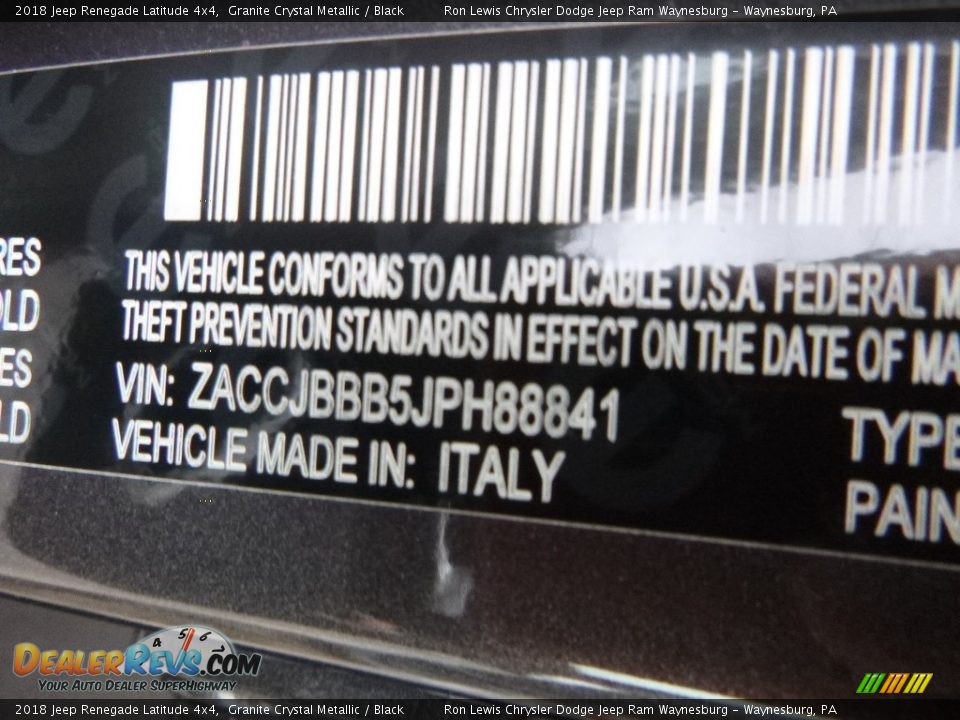 2018 Jeep Renegade Latitude 4x4 Granite Crystal Metallic / Black Photo #15