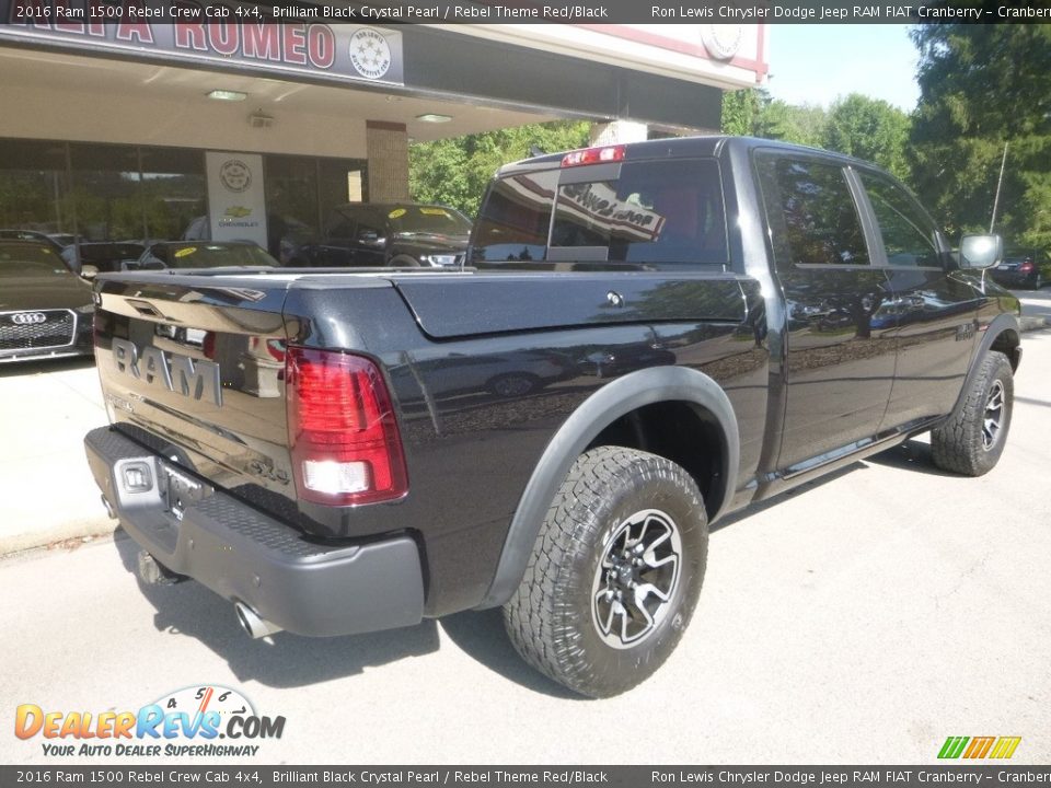 2016 Ram 1500 Rebel Crew Cab 4x4 Brilliant Black Crystal Pearl / Rebel Theme Red/Black Photo #2