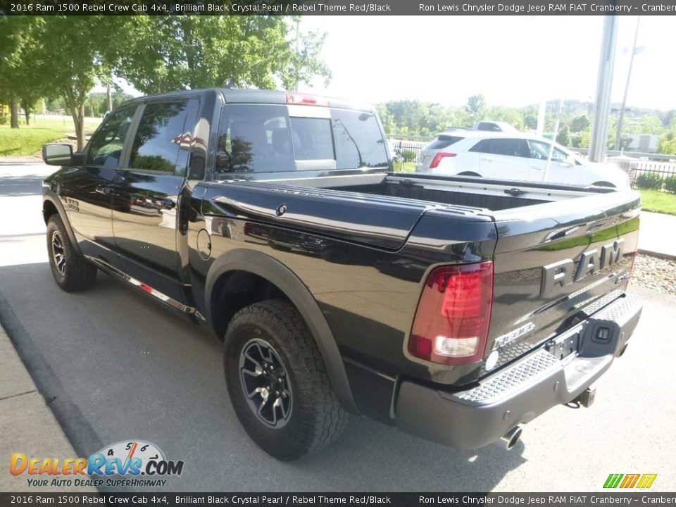 2016 Ram 1500 Rebel Crew Cab 4x4 Brilliant Black Crystal Pearl / Rebel Theme Red/Black Photo #7