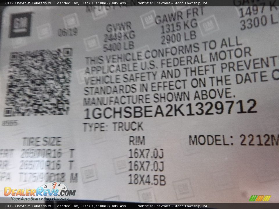 2019 Chevrolet Colorado WT Extended Cab Black / Jet Black/Dark Ash Photo #13