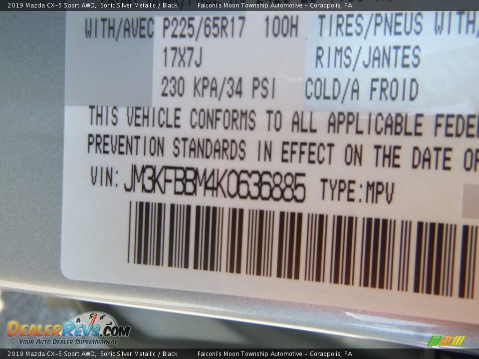 2019 Mazda CX-5 Sport AWD Sonic Silver Metallic / Black Photo #12