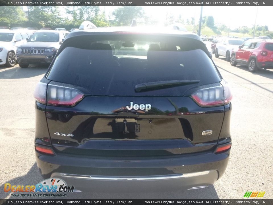 2019 Jeep Cherokee Overland 4x4 Diamond Black Crystal Pearl / Black/Tan Photo #4
