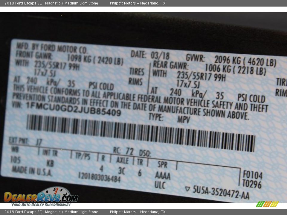 2018 Ford Escape SE Magnetic / Medium Light Stone Photo #30