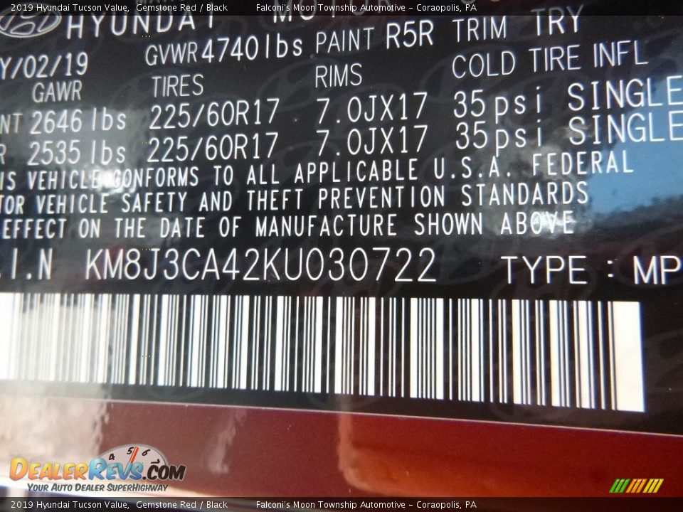 2019 Hyundai Tucson Value Gemstone Red / Black Photo #12