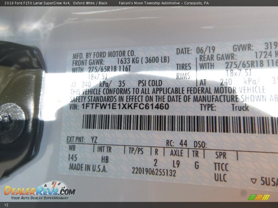 Ford Color Code YZ Oxford White