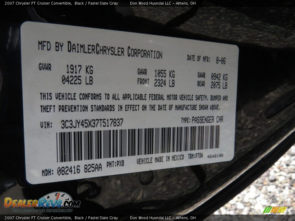 2007 Chrysler PT Cruiser Convertible Black / Pastel Slate Gray Photo #32