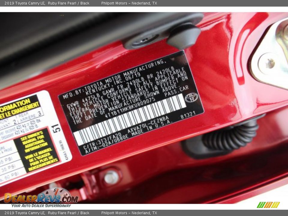 2019 Toyota Camry LE Ruby Flare Pearl / Black Photo #24