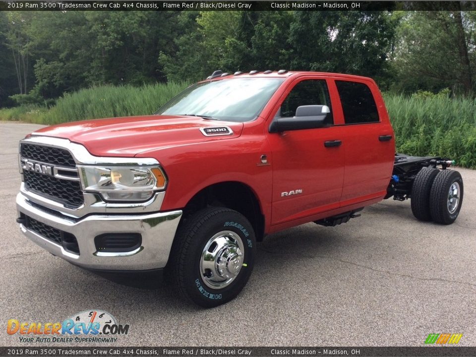 2019 Ram 3500 Tradesman Crew Cab 4x4 Chassis Flame Red / Black/Diesel Gray Photo #3