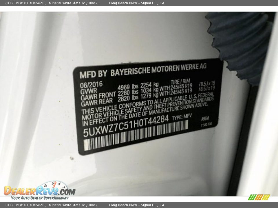 2017 BMW X3 sDrive28i Mineral White Metallic / Black Photo #19