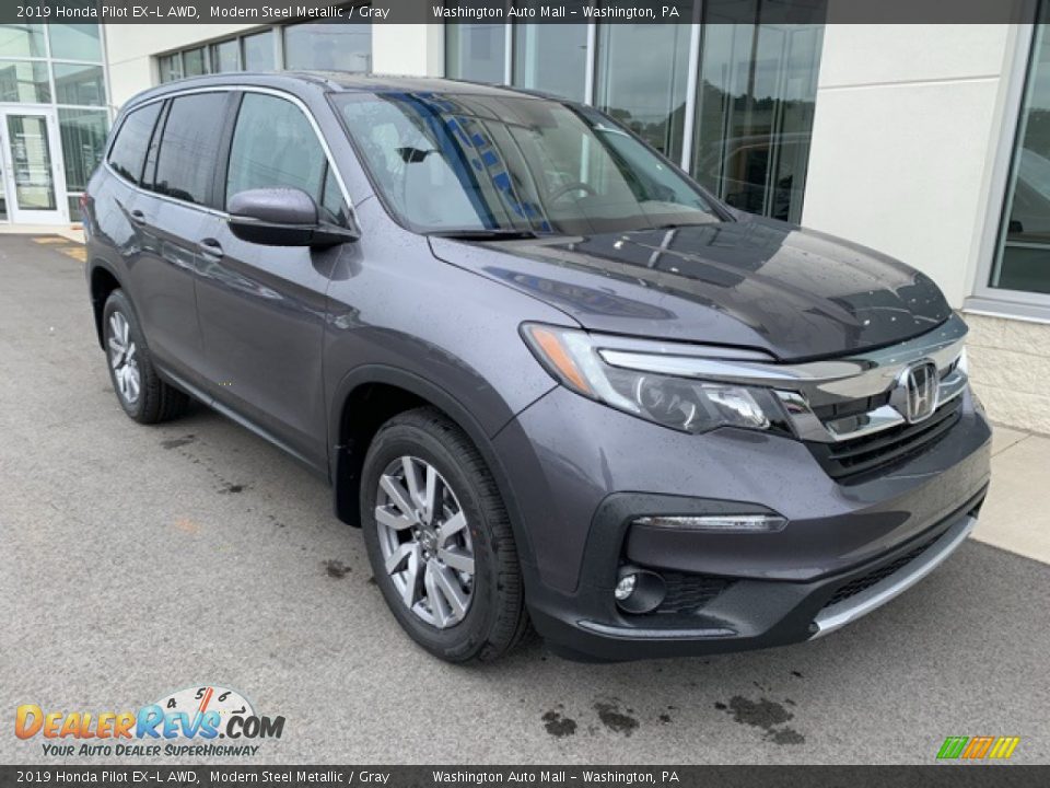 2019 Honda Pilot EX-L AWD Modern Steel Metallic / Gray Photo #2