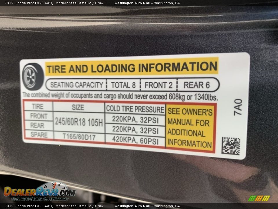 2019 Honda Pilot EX-L AWD Modern Steel Metallic / Gray Photo #8