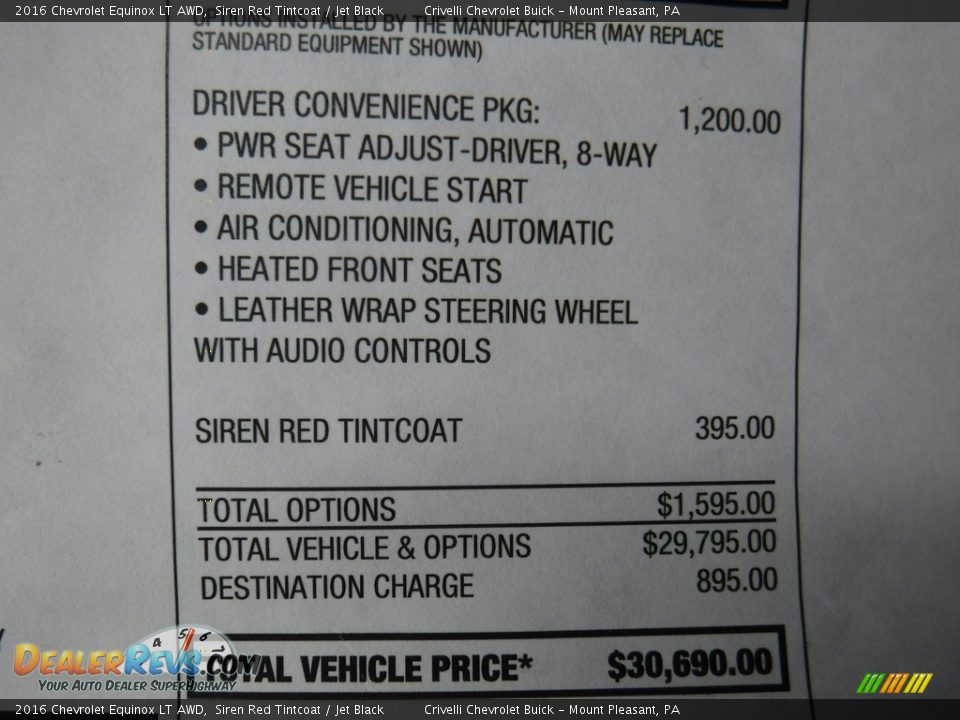 2016 Chevrolet Equinox LT AWD Siren Red Tintcoat / Jet Black Photo #32