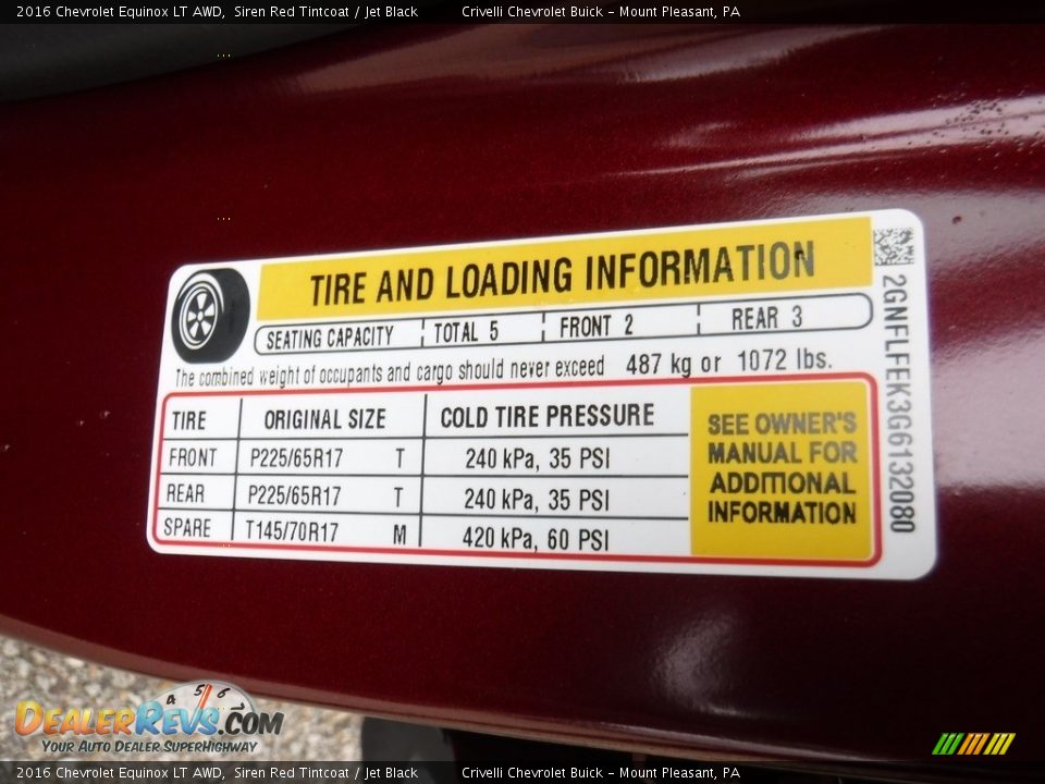 2016 Chevrolet Equinox LT AWD Siren Red Tintcoat / Jet Black Photo #35