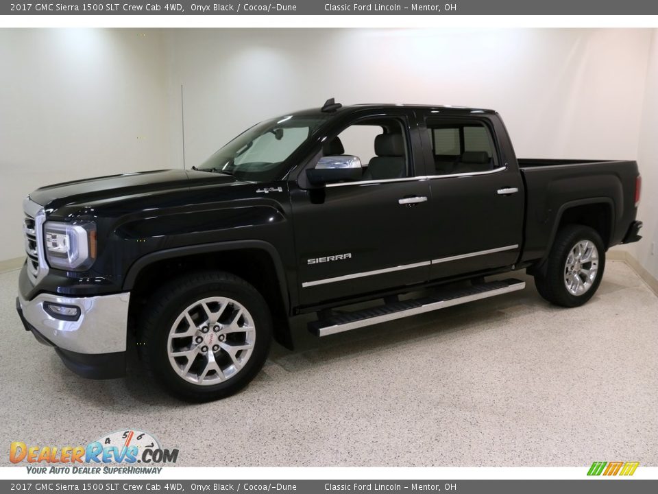 2017 GMC Sierra 1500 SLT Crew Cab 4WD Onyx Black / Cocoa/­Dune Photo #3
