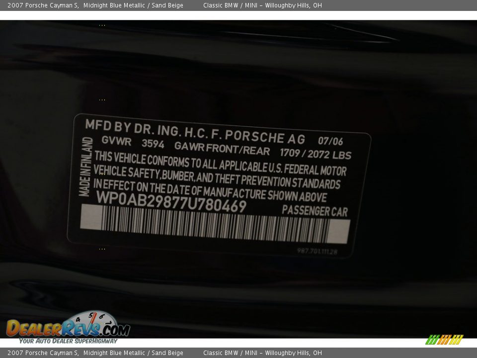 2007 Porsche Cayman S Midnight Blue Metallic / Sand Beige Photo #23