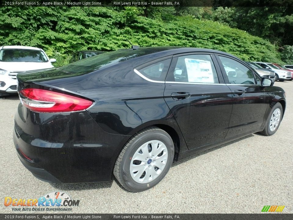 2019 Ford Fusion S Agate Black / Medium Light Stone Photo #2