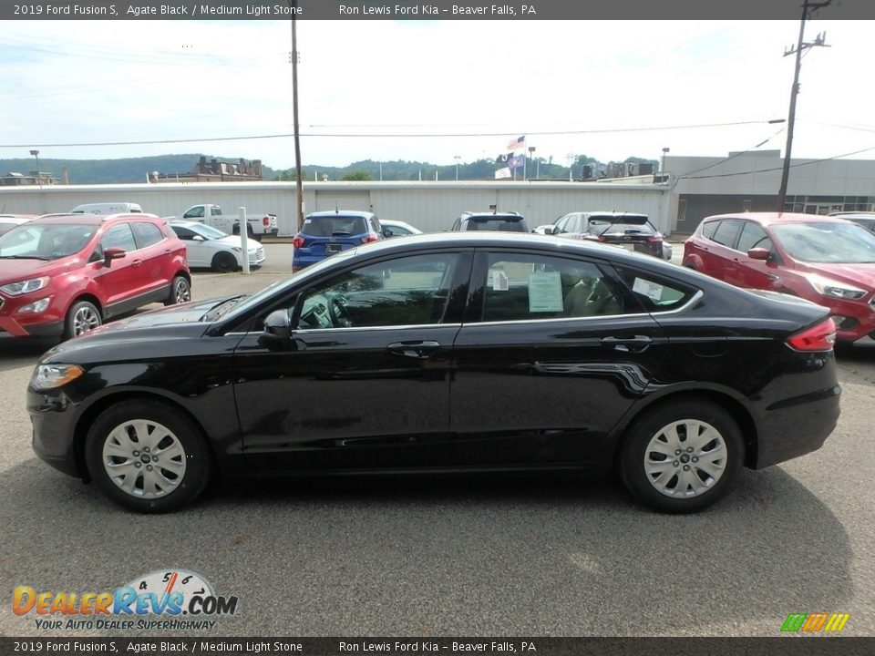 2019 Ford Fusion S Agate Black / Medium Light Stone Photo #6