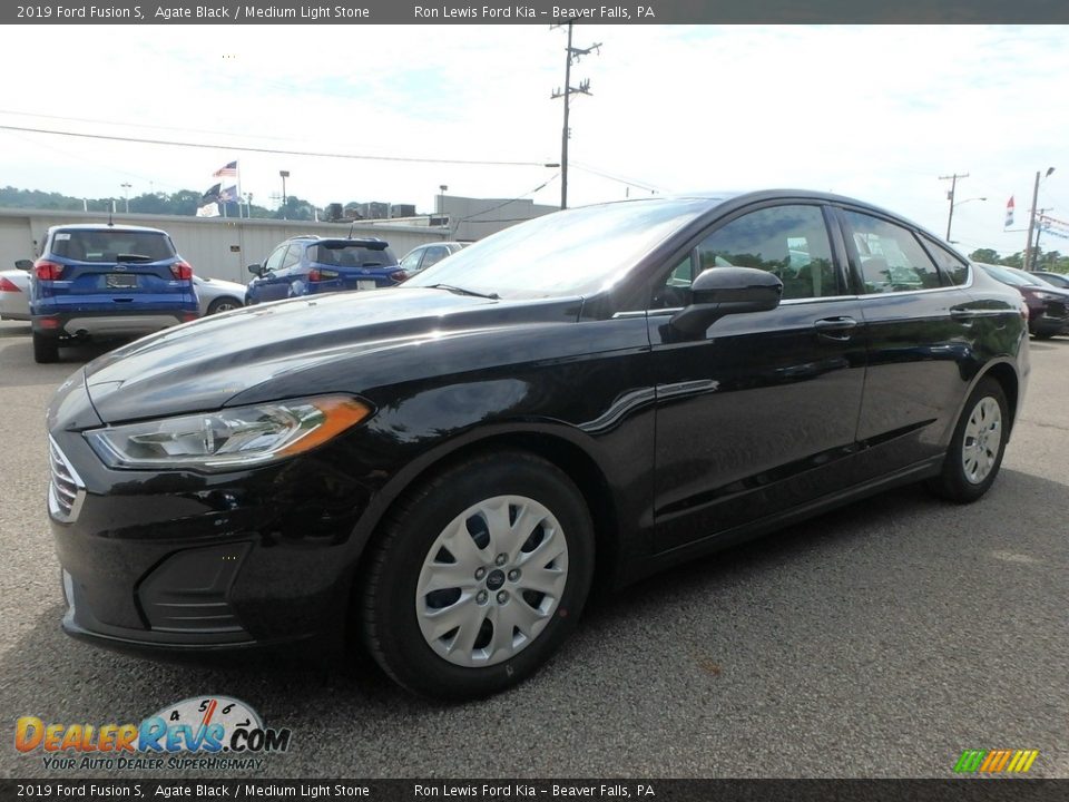 2019 Ford Fusion S Agate Black / Medium Light Stone Photo #7