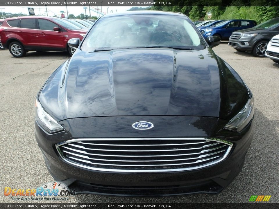 2019 Ford Fusion S Agate Black / Medium Light Stone Photo #8