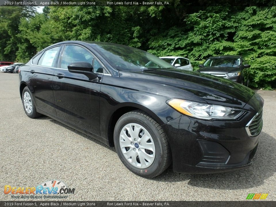 2019 Ford Fusion S Agate Black / Medium Light Stone Photo #9