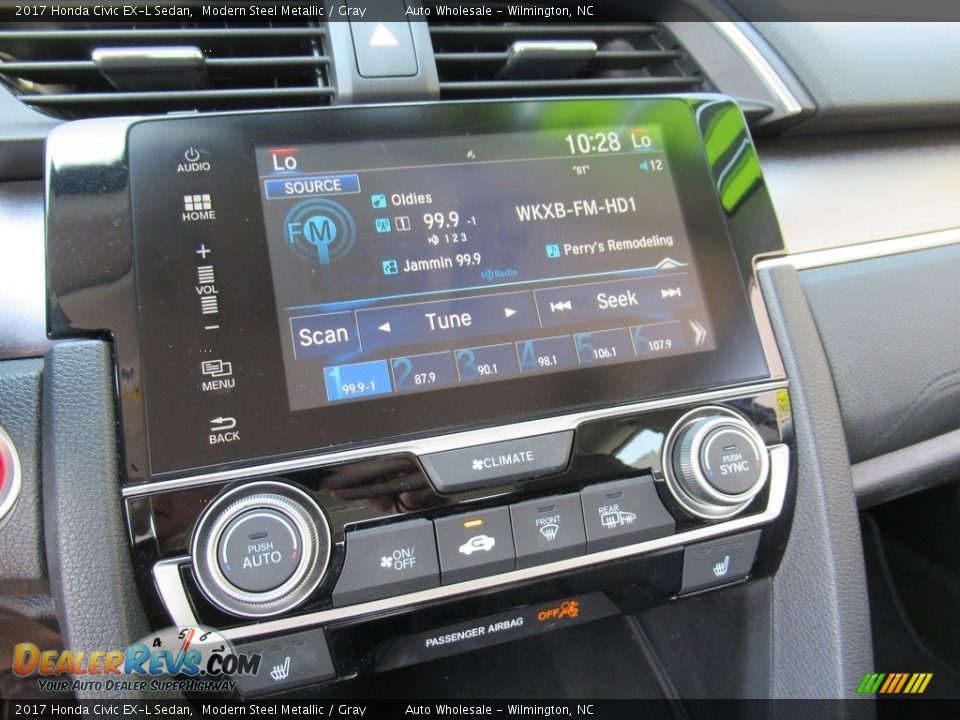 2017 Honda Civic EX-L Sedan Modern Steel Metallic / Gray Photo #17