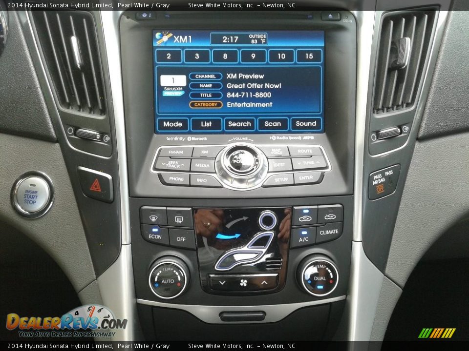 2014 Hyundai Sonata Hybrid Limited Pearl White / Gray Photo #21