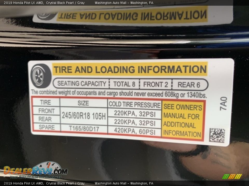 2019 Honda Pilot LX AWD Crystal Black Pearl / Gray Photo #8
