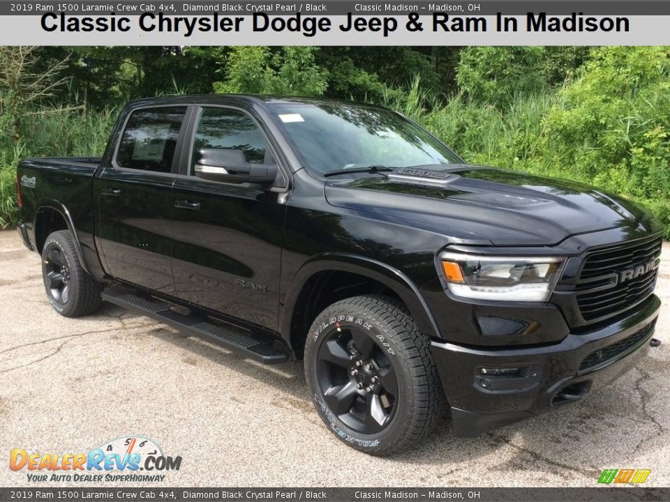 2019 Ram 1500 Laramie Crew Cab 4x4 Diamond Black Crystal Pearl / Black Photo #1