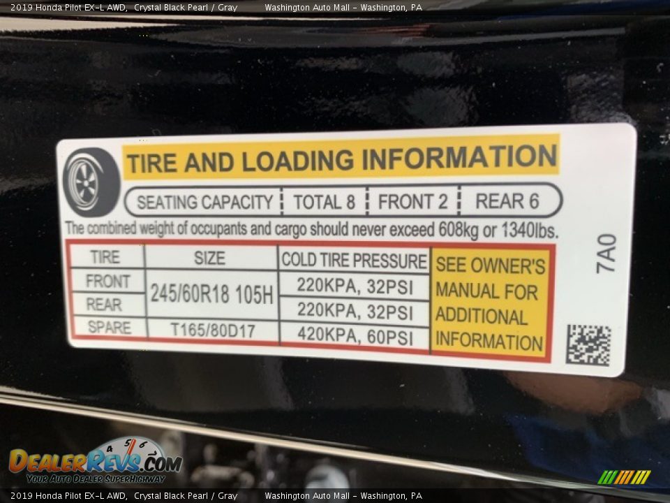 2019 Honda Pilot EX-L AWD Crystal Black Pearl / Gray Photo #8