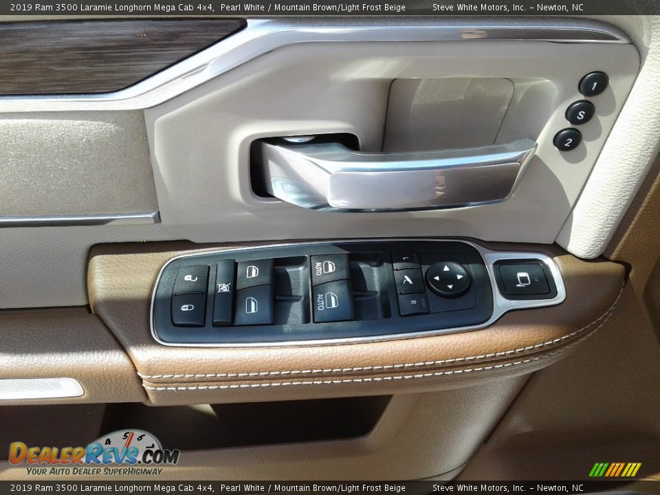 2019 Ram 3500 Laramie Longhorn Mega Cab 4x4 Pearl White / Mountain Brown/Light Frost Beige Photo #9
