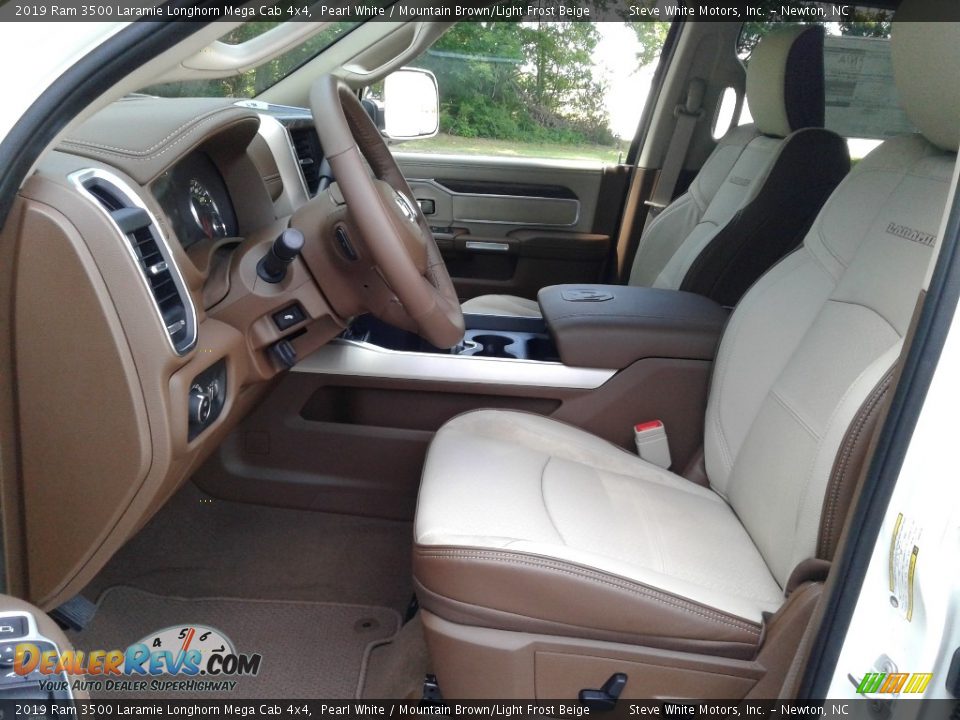 2019 Ram 3500 Laramie Longhorn Mega Cab 4x4 Pearl White / Mountain Brown/Light Frost Beige Photo #10