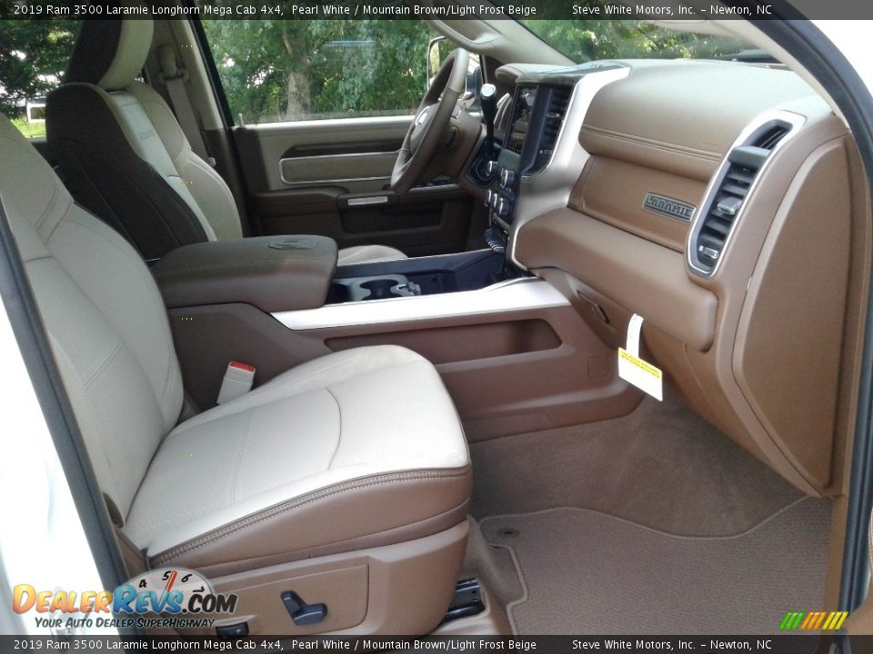 2019 Ram 3500 Laramie Longhorn Mega Cab 4x4 Pearl White / Mountain Brown/Light Frost Beige Photo #15
