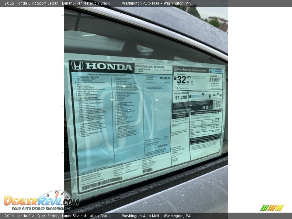 2019 Honda Civic Sport Sedan Lunar Silver Metallic / Black Photo #15