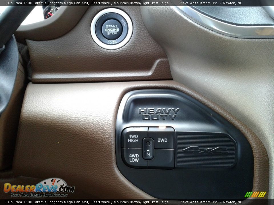 2019 Ram 3500 Laramie Longhorn Mega Cab 4x4 Pearl White / Mountain Brown/Light Frost Beige Photo #27