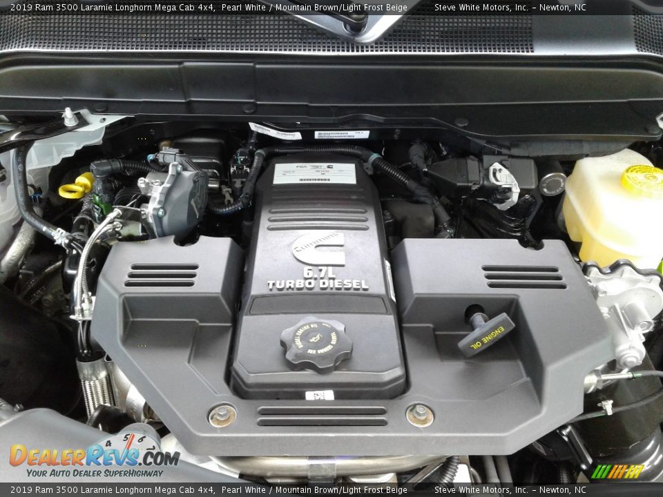 2019 Ram 3500 Laramie Longhorn Mega Cab 4x4 Pearl White / Mountain Brown/Light Frost Beige Photo #33