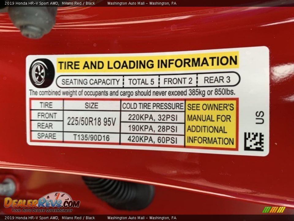 2019 Honda HR-V Sport AWD Milano Red / Black Photo #8
