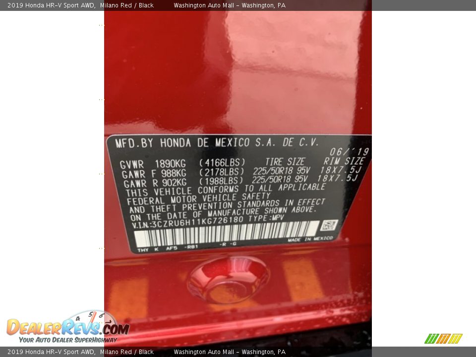 2019 Honda HR-V Sport AWD Milano Red / Black Photo #9